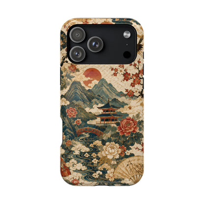 East Asian Vintage Landscape iPhone Case | Magnetic Impact-Resistant Case