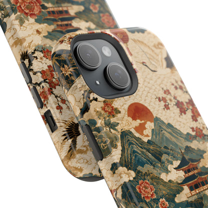 East Asian Vintage Landscape iPhone Case | Magnetic Impact-Resistant Case