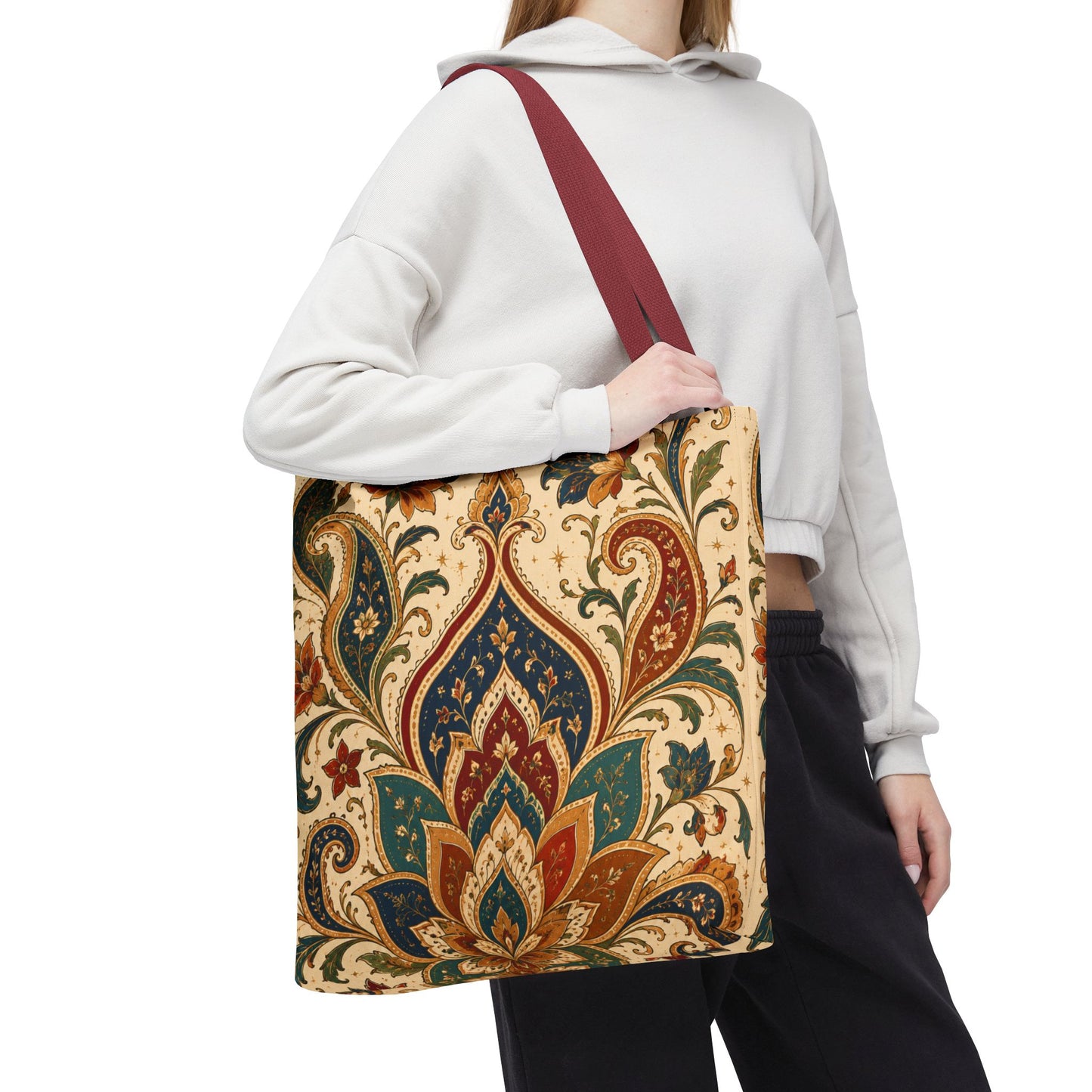 Indian Vintage Paisley Floral Full Art Tote Bag