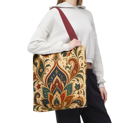 Indian Vintage Paisley Floral Full Art Tote Bag