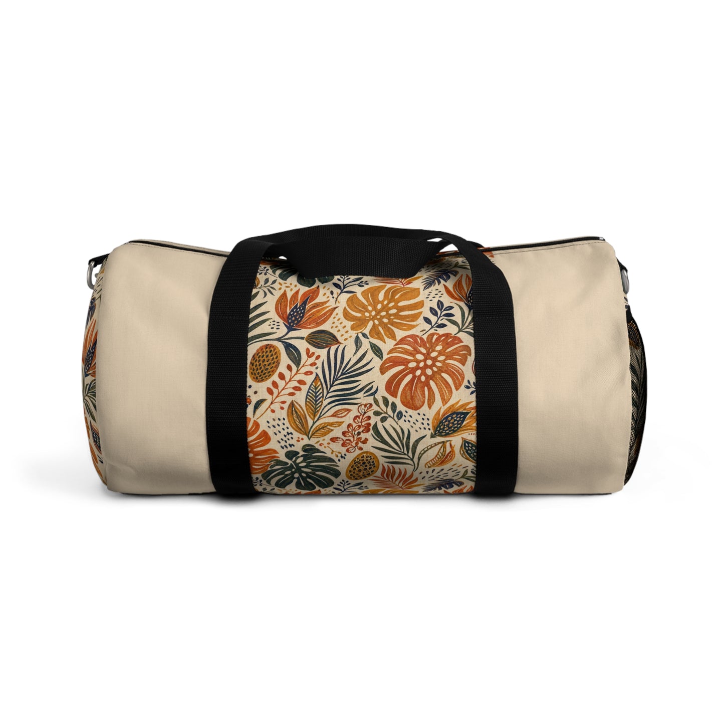 African Tribal Botanical Palm Cream Beige Gym Duffel Bag