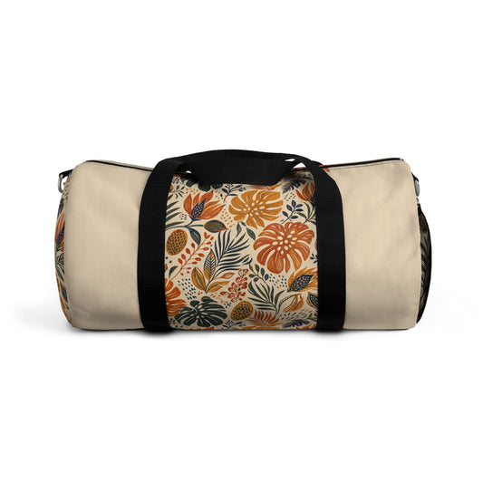 African Tribal Botanical Palm Cream Beige Gym Duffel Bag