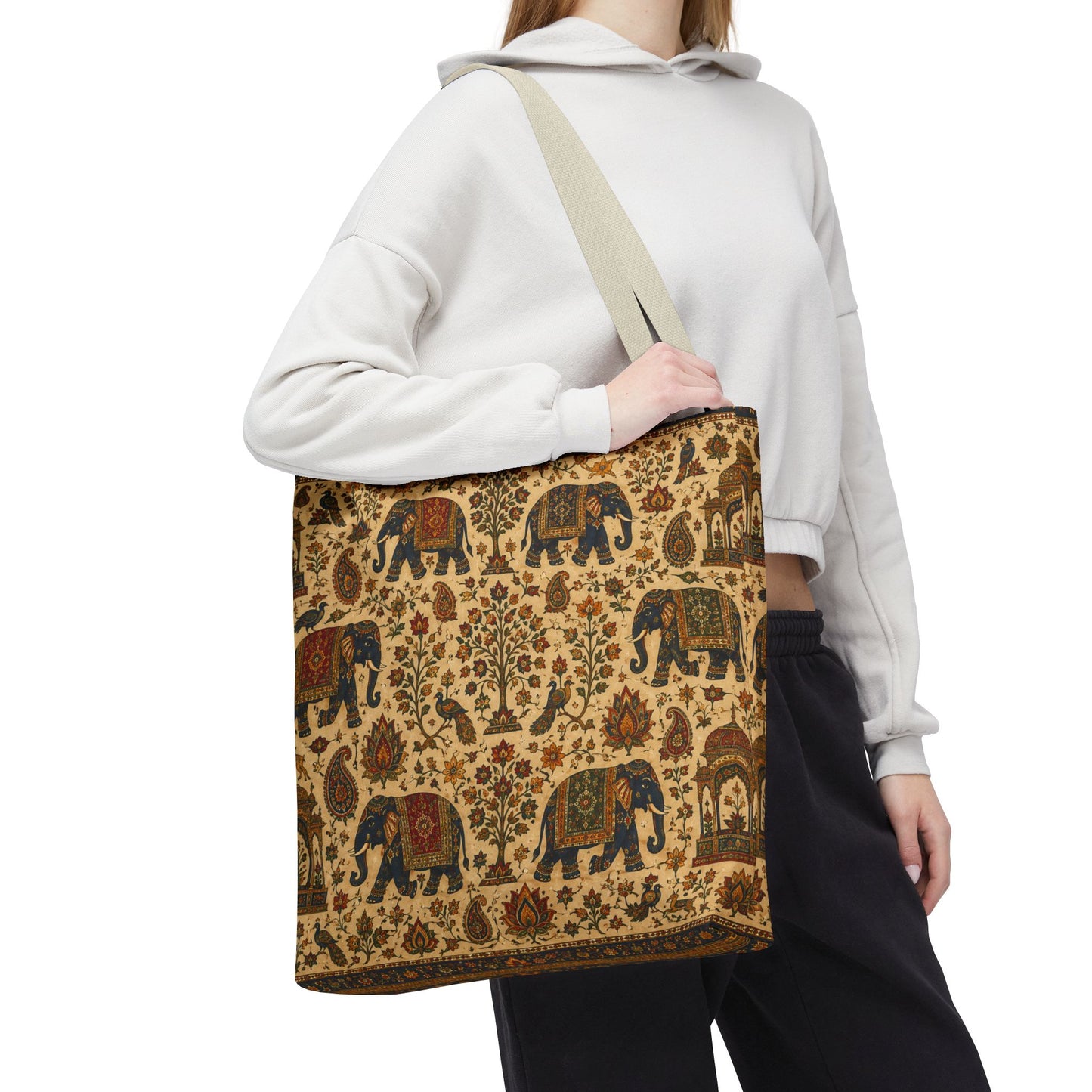 Indian Vintage Traditional Elephant Full Art Tote Bag