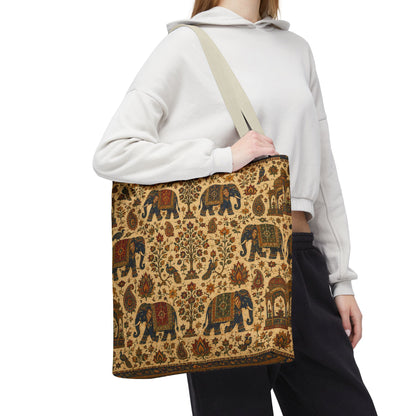 Indian Vintage Traditional Elephant Full Art Tote Bag