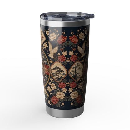 East Asian Oriental Floral Medallion Tumbler | 20oz Stainless Travel Cup