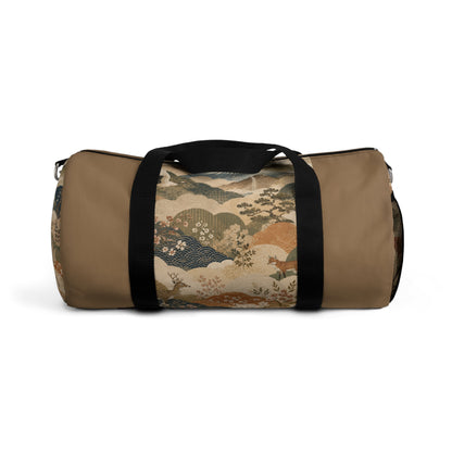 Vintage Japanese Earth Brown Animal Landscape Duffel Gym Bag