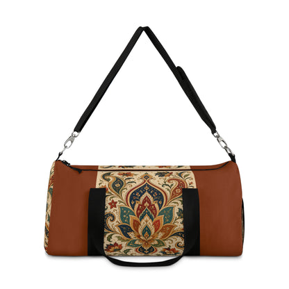Indian Vintage Terracotta Floral Duffel Gym Bag