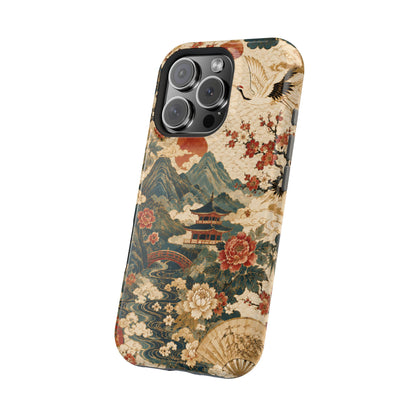 East Asian Vintage Landscape iPhone Case | Magnetic Impact-Resistant Case