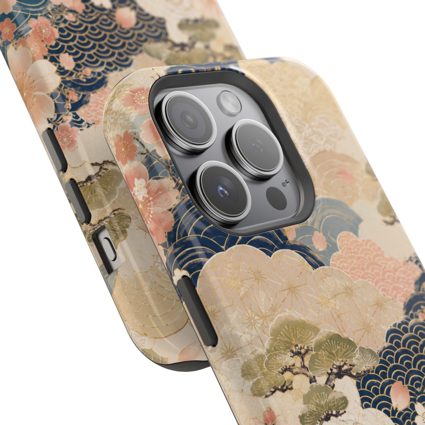 Vintage Japanese Floral Wave Magnetic Impact-Resistant iPhone Cases