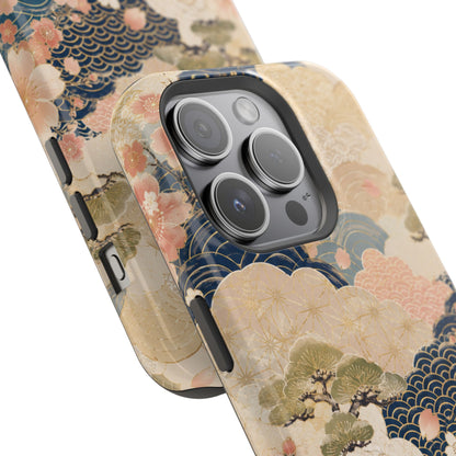 Vintage Japanese Floral Wave Magnetic Impact-Resistant iPhone Cases