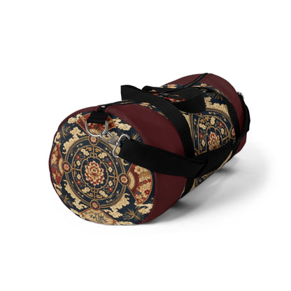 East Asian Mandala Maroon Red Duffel Gym Bag