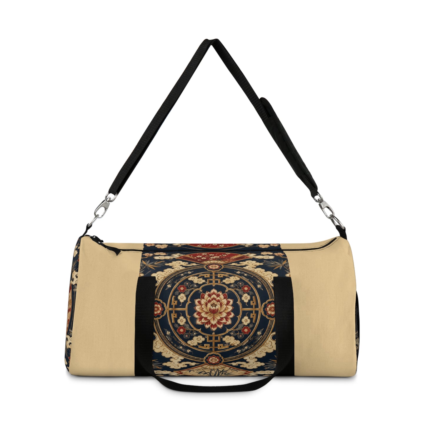 East Asian Mandala Beige Duffel Gym Bag
