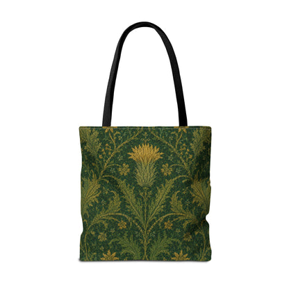 William Morris Forest Green Damask Floral Full Tote Bag