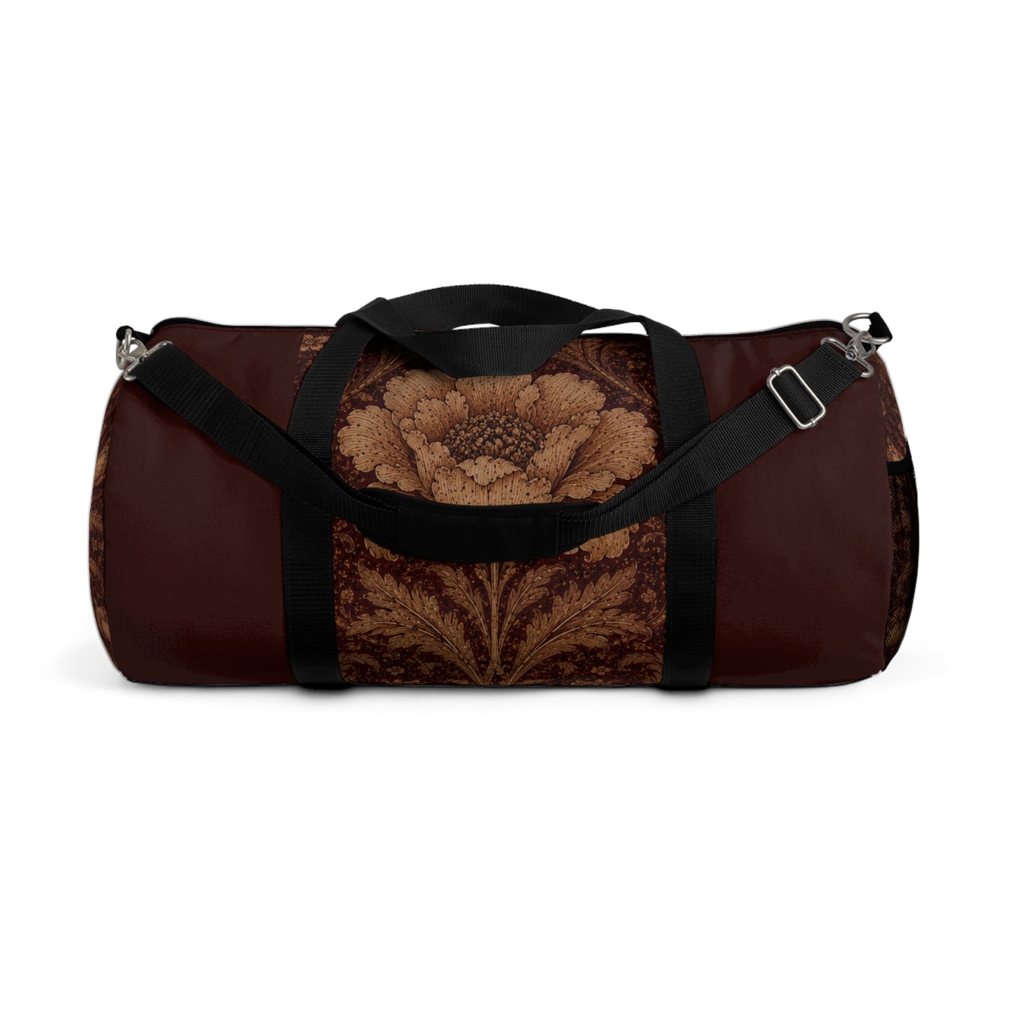 William Morris Floral Damask Maroon Rose Duffel Gym Bag