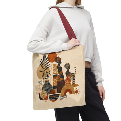 African Silhouette Pattern Full Art Tote Bag