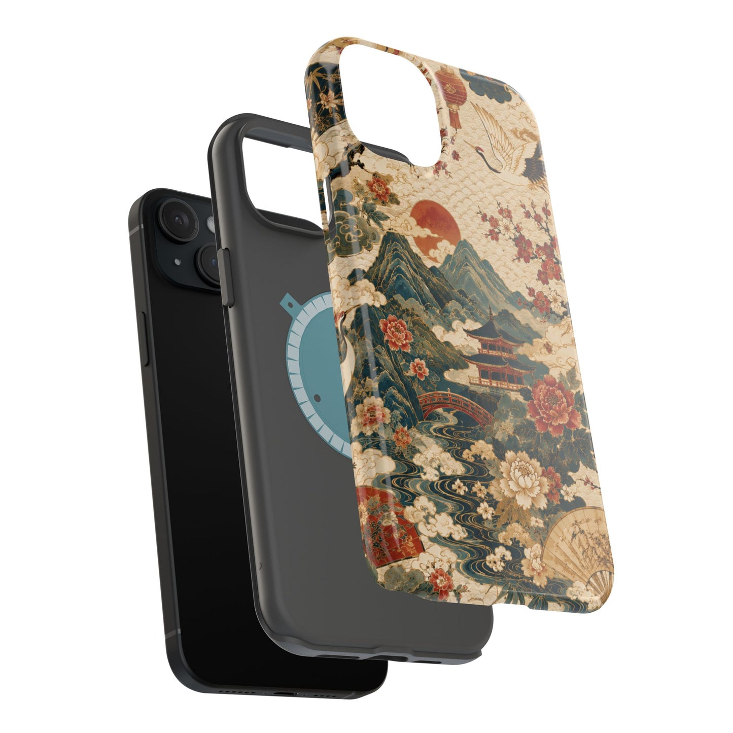 East Asian Vintage Landscape iPhone Case | Magnetic Impact-Resistant Case