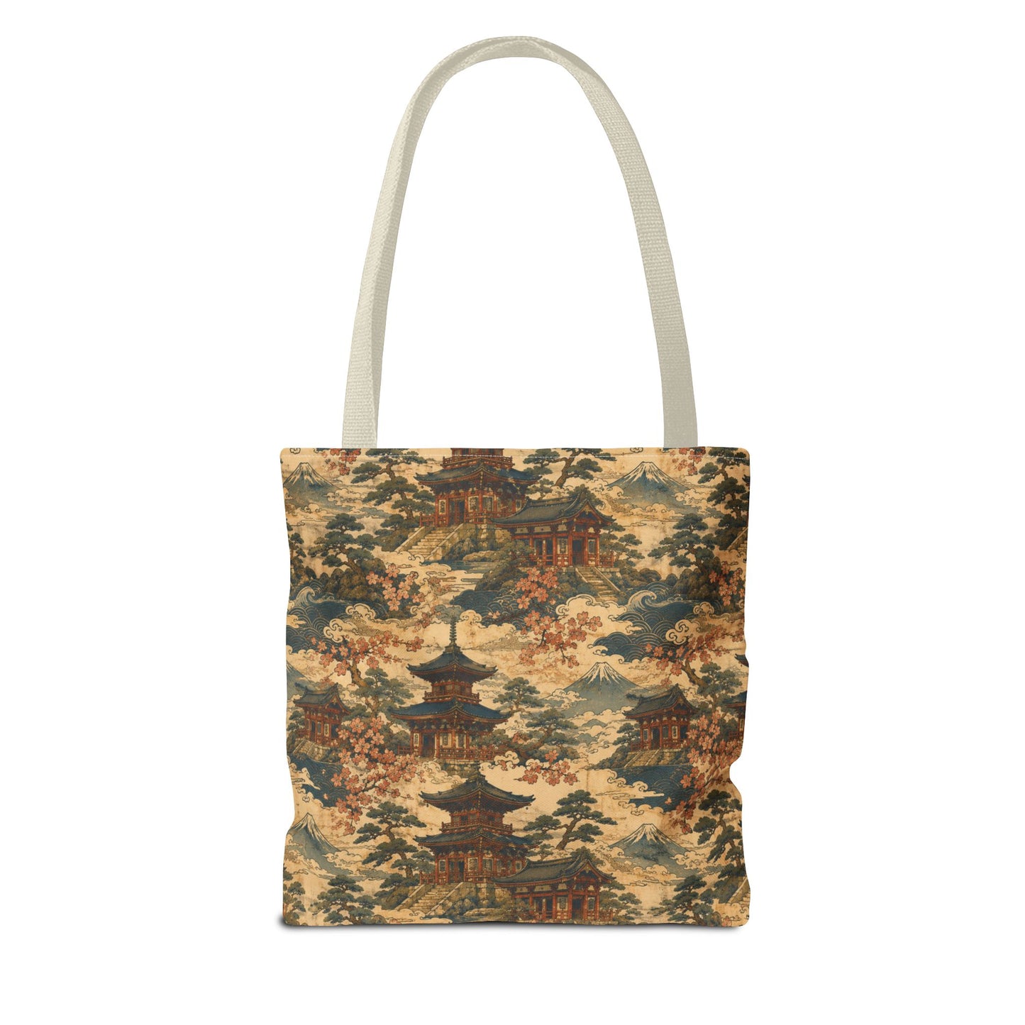 Vintage Japanese Temple Painting Full Art Tote Bag