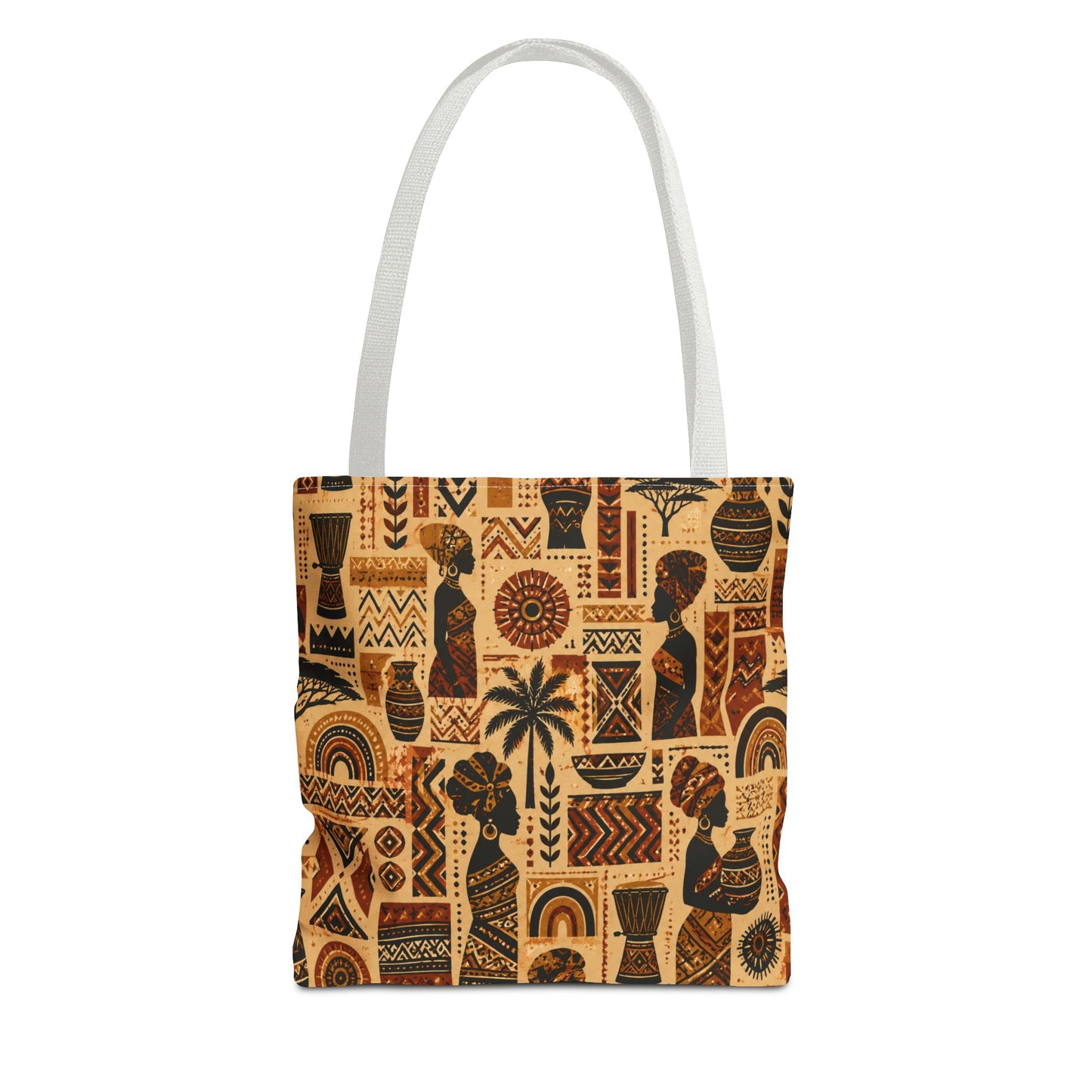 African Tribal Ethnic Silhouette Pattern Full Art Tote Bag