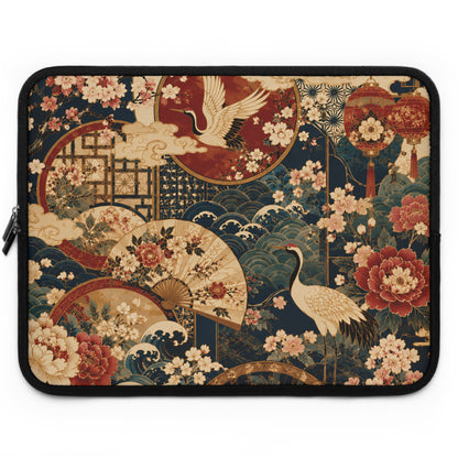 East Asian Floral Crane Pillow Case