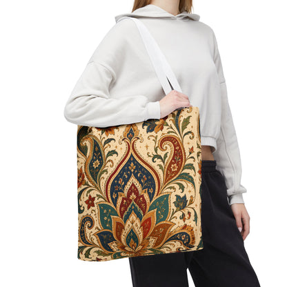Indian Vintage Paisley Floral Full Art Tote Bag