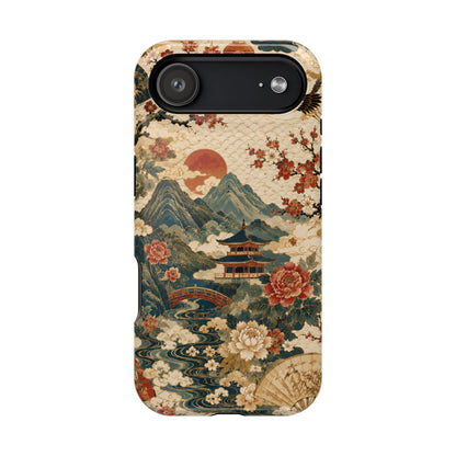 East Asian Vintage Landscape iPhone Case | Magnetic Impact-Resistant Case