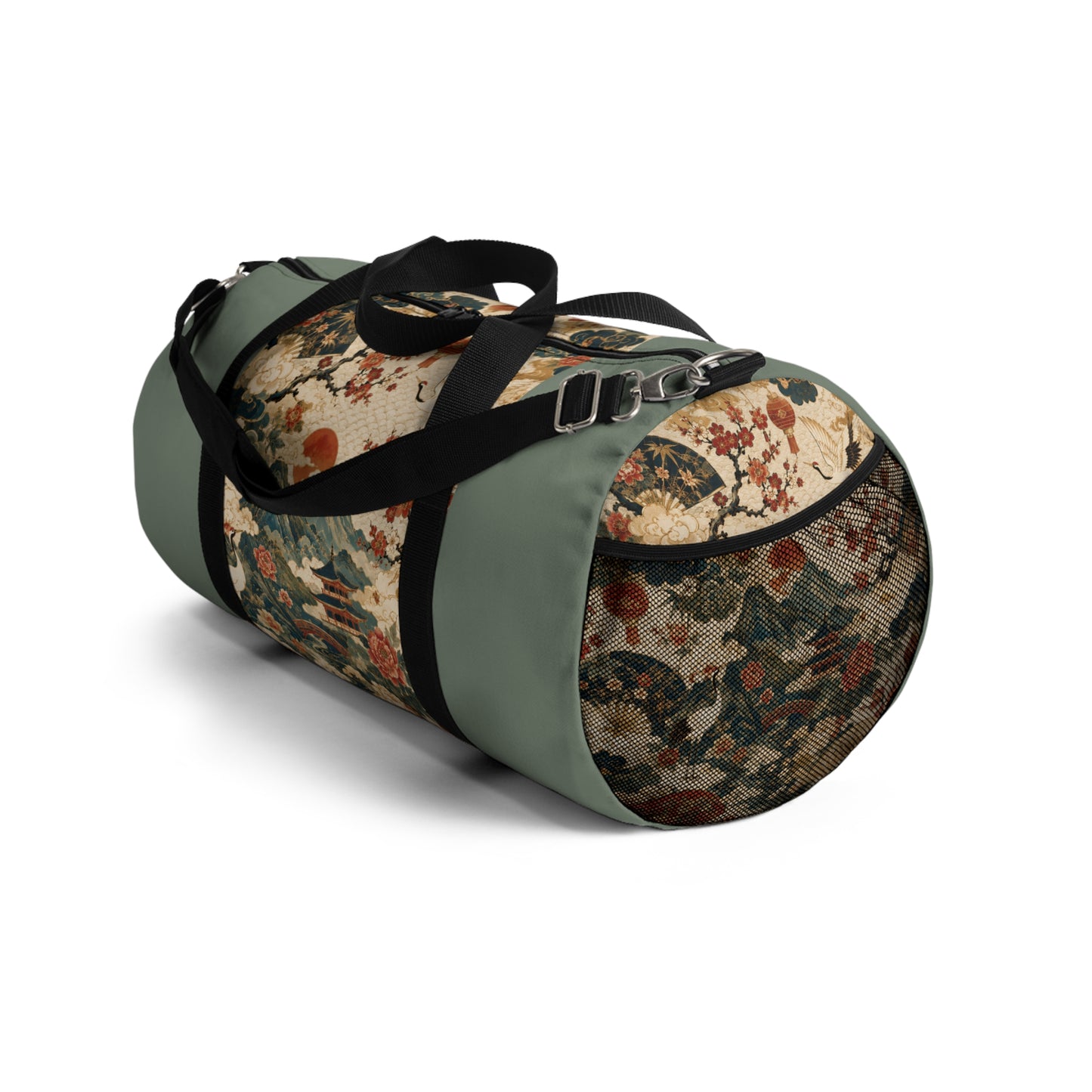 East Asian Vintage Landscape Pastel Green Duffel Gym Bag