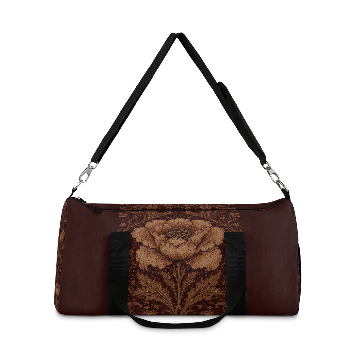 William Morris Floral Damask Maroon Rose Duffel Gym Bag