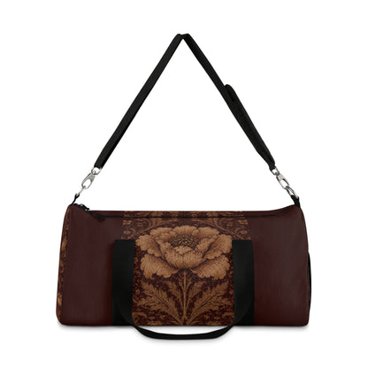 William Morris Floral Damask Maroon Rose Duffel Gym Bag