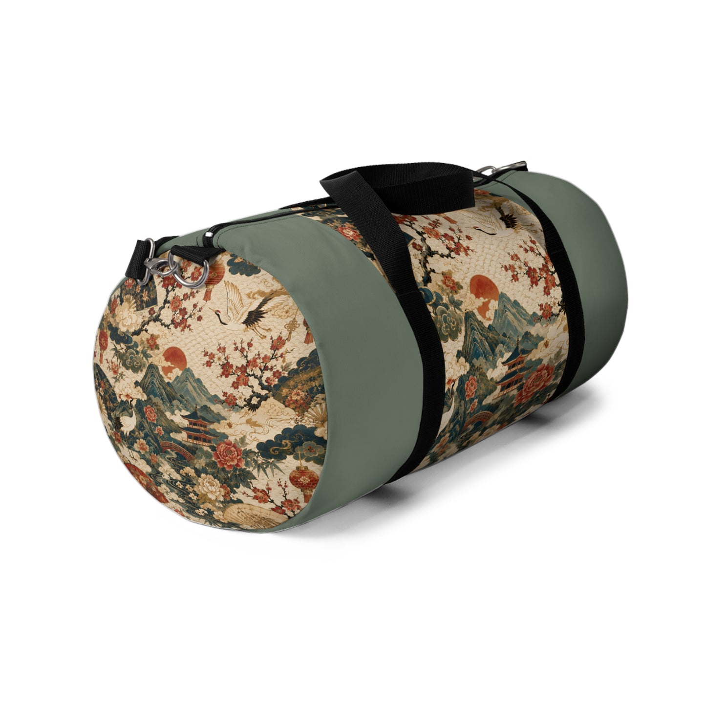 East Asian Vintage Landscape Pastel Green Duffel Gym Bag