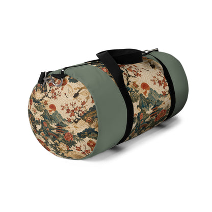 East Asian Vintage Landscape Pastel Green Duffel Gym Bag