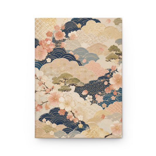 Vintage Japanese Wave & Clouds Painting Hardcover Journal