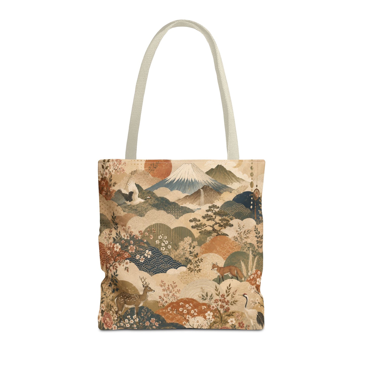 Vintage Japanese Animal Landscape Painting Full Art Tote Bag