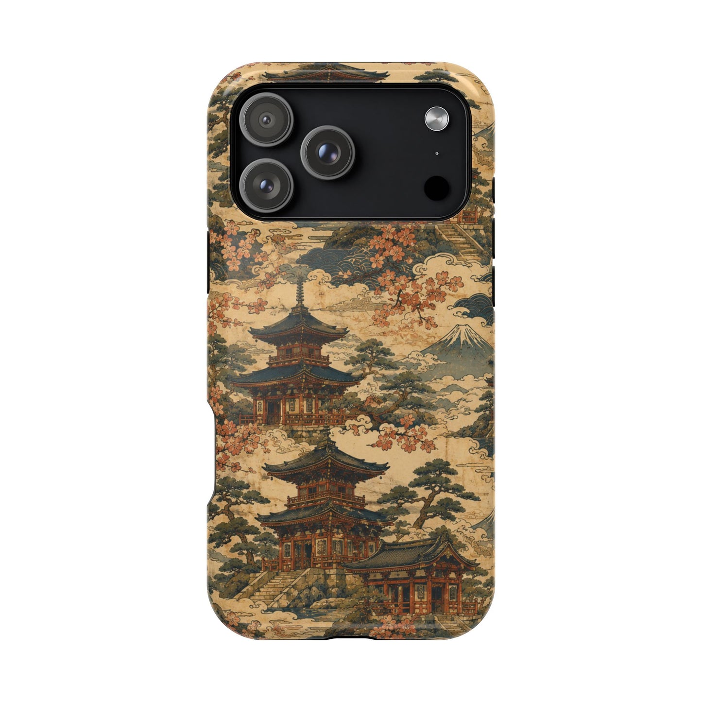 Vintage Japanese Temple Painting Magnetic Impact-Resistant iPhone Cases