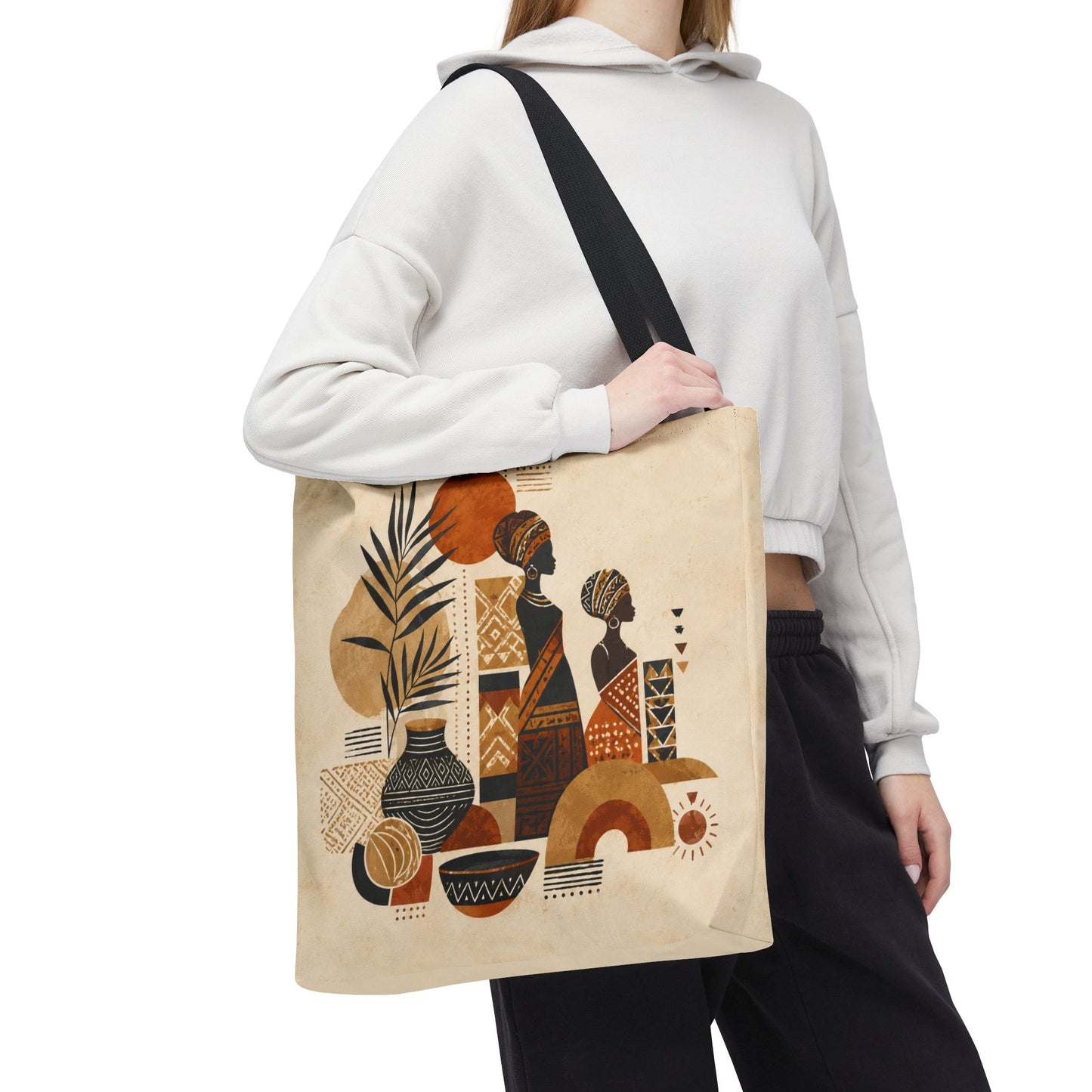 African Silhouette Pattern Full Art Tote Bag