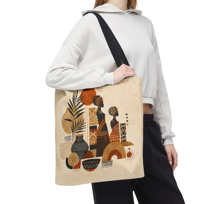 African Silhouette Pattern Full Art Tote Bag