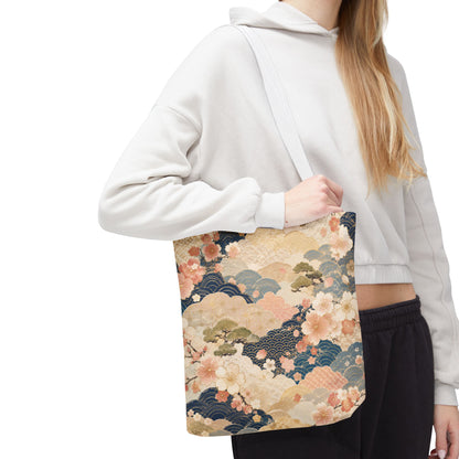 Vintage Japanese Waves & Clouds Painting Full Art Tote Bag