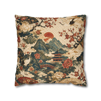 East Asian Vintage Landscape Pillow Case