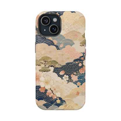 Vintage Japanese Floral Wave Magnetic Impact-Resistant iPhone Cases