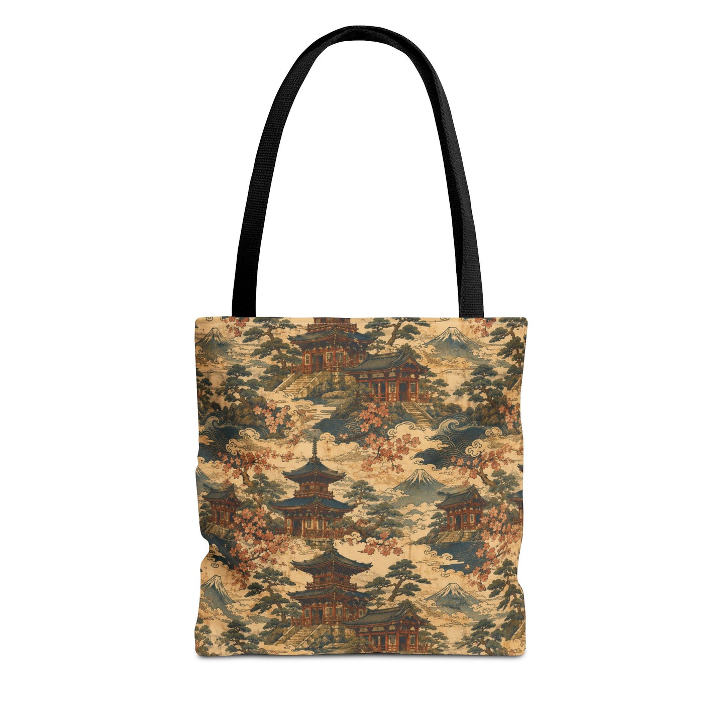 Vintage Japanese Temple Painting Full Art Tote Bag