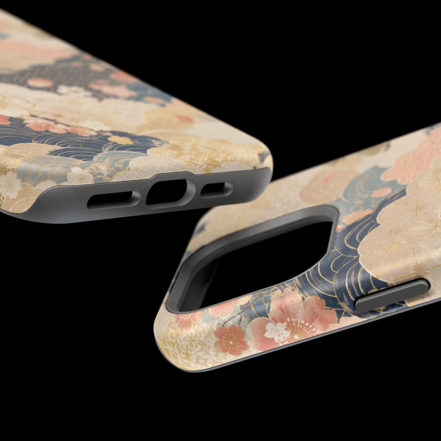 Vintage Japanese Floral Wave Magnetic Impact-Resistant iPhone Cases