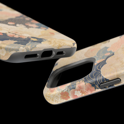 Vintage Japanese Floral Wave Magnetic Impact-Resistant iPhone Cases