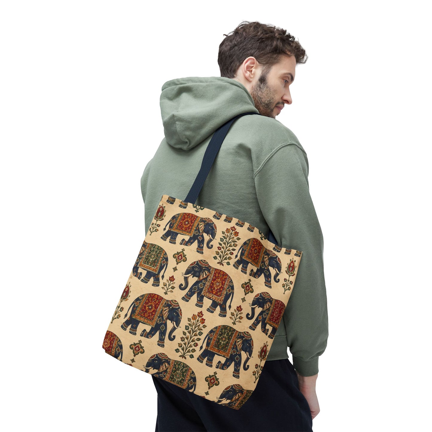 Indian Vintage Traditional Elephant Tapestry Full Art Tote Bag