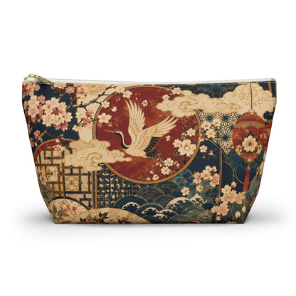 East Asian Floral Crane Accessory Makeup Pouch