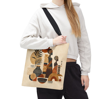 African Silhouette Pattern Full Art Tote Bag