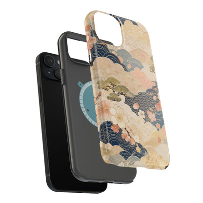 Vintage Japanese Floral Wave Magnetic Impact-Resistant iPhone Cases