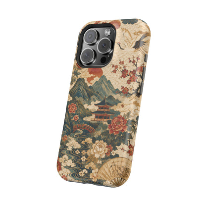 East Asian Vintage Landscape iPhone Case | Magnetic Impact-Resistant Case