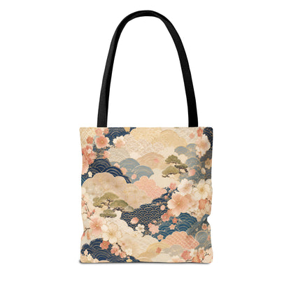 Vintage Japanese Waves & Clouds Painting Full Art Tote Bag