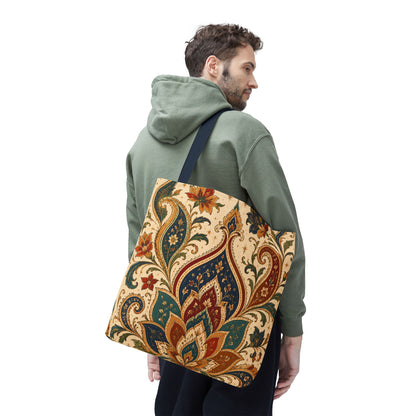 Indian Vintage Paisley Floral Full Art Tote Bag