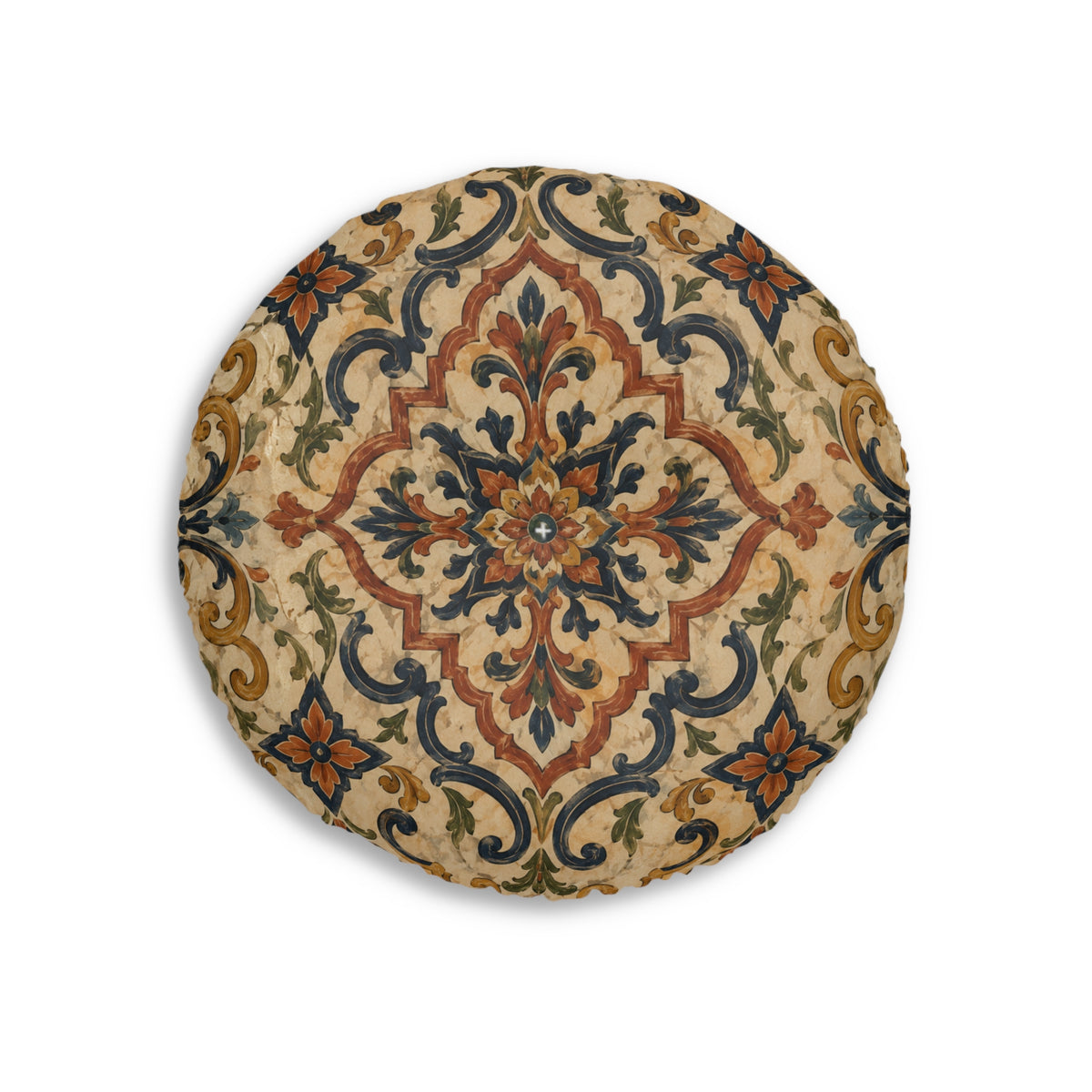 Moroccan Ornate Traditional Round Tufted Floor Pillow