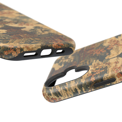 Vintage Japanese Temple Painting Magnetic Impact-Resistant iPhone Cases